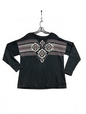 Forever 21 Black Long Sleeve Sweatshirt with Geometric Pattern Oversized Women M